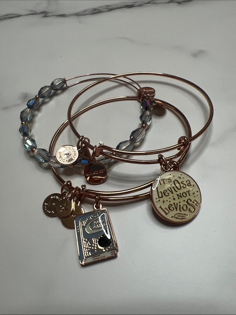 Alex and Ani Harry Potter Hermione “Leviosa” Set of 3 Bangles Rose Gold